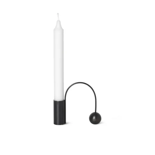 ferm LIVING Kandelaar Balans, zwart, messing, 9,5 cm
