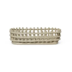 ferm LIVING Keramische mand, ovaal, beige, lengte 30 cm, keramiek