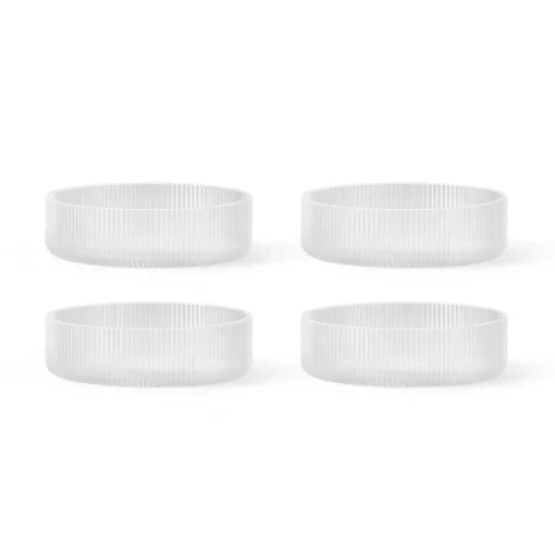 ferm LIVING Ripple serveerschaal, wit, Ø 12,2 cm, set van 4