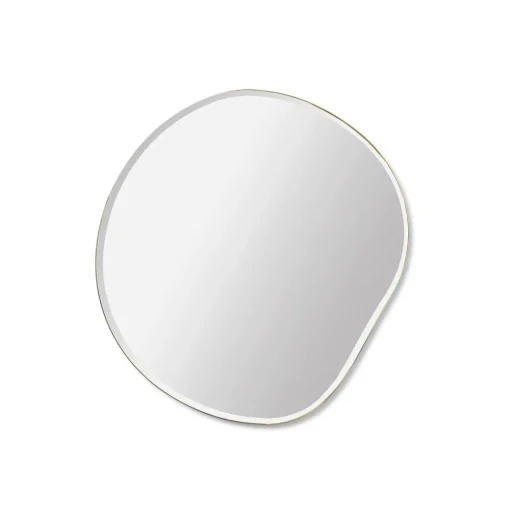 ferm LIVING wandspiegel Pond S, messing, Ø 50 cm, glas, hout