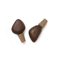 ferm LIVING wijnstop Cairn, bruin, hout, kurk, set van 2