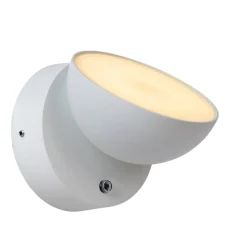 Finn LED wandlamp, wit, metaal, IP54, dag-/nachtsensor