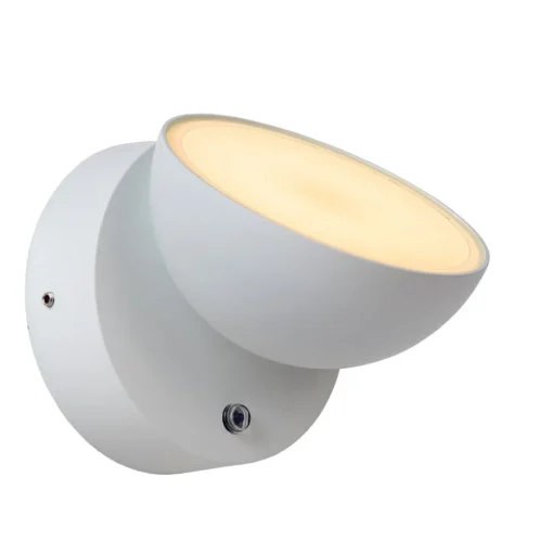 Finn LED wandlamp, wit, metaal, IP54, dag-/nachtsensor