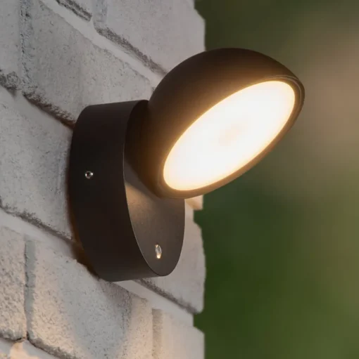 Finn LED wandlamp, zwart, IP54, dag-/nachtsensor