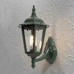 Firenze buitenwandlamp, groen, fitting boven, 48 cm
