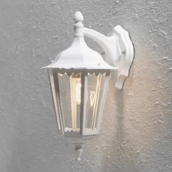 Firenze buitenwandlamp, wit, fitting onderaan, 48 cm