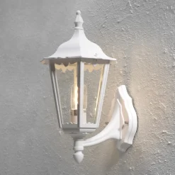 Firenze buitenwandlamp, wit, fitting boven, 48 cm