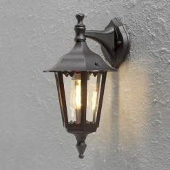 Firenze buitenwandlamp, zwart, fitting onderaan, 36 cm