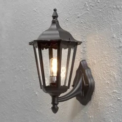 Firenze buitenwandlamp, zwart, fitting boven, 48 cm