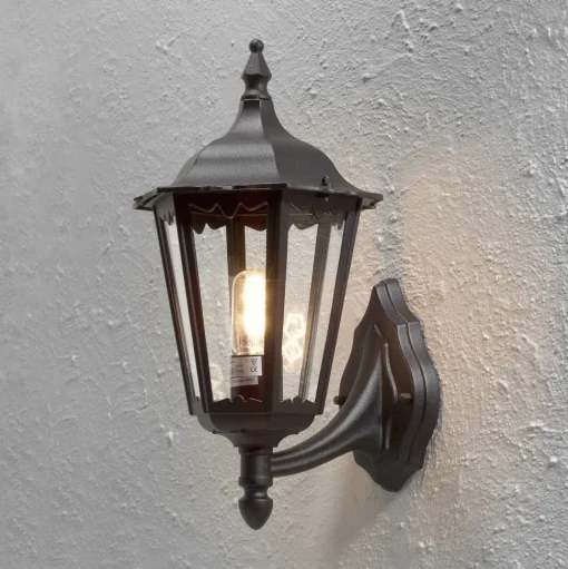 Firenze buitenwandlamp, zwart, fitting boven, 48 cm