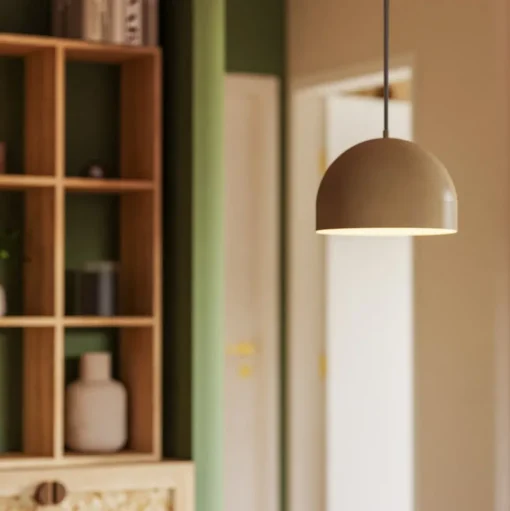 Forlight hanglamp Fres, beige, staal, Ø 30 cm
