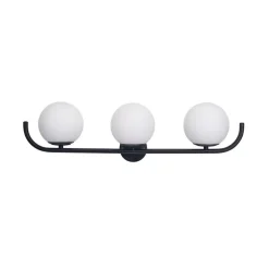 Forlight wandlamp Sfera Triple, zwart, glas, breedte 58 cm