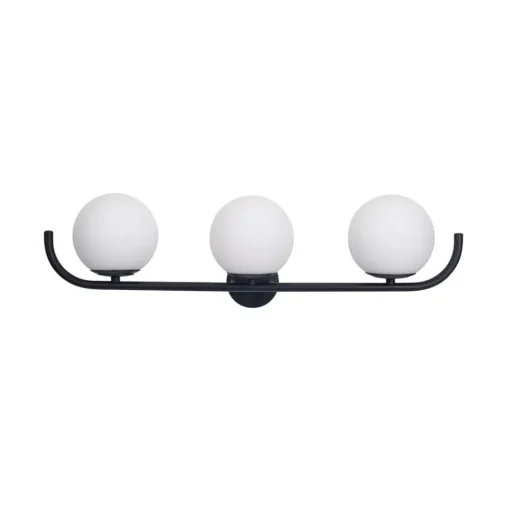 Forlight wandlamp Sfera Triple, zwart, glas, breedte 58 cm