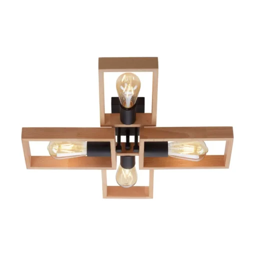 Frame plafondlamp van hout, 4-lamps