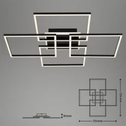 Frame S LED plafondlamp, 72,4x72,4 cm, zwart