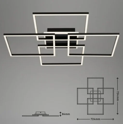 Frame S LED plafondlamp, 72,4x72,4 cm, zwart