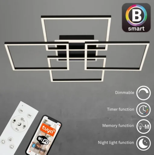 Frame S LED plafondlamp, 72,4x72,4 cm, zwart