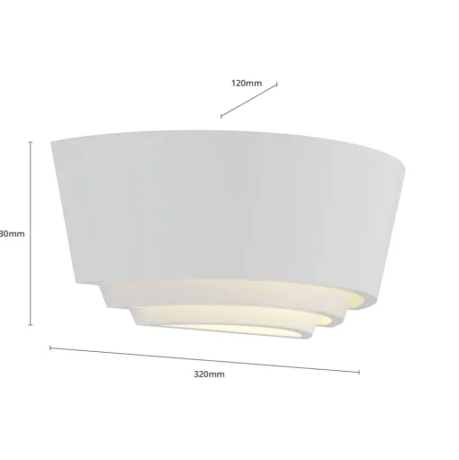 Gips wandlamp Azriel, wit, halfrond, 3-voudig