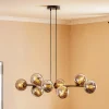 Glassy hanglamp, 8-lamps, zwart, grafiet, glas, E14