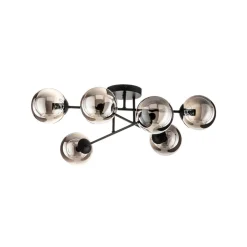 Glassy plafondlamp, zwart, grafiet, glas, 6-lamps, E14