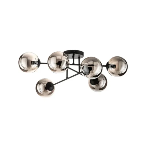 Glassy plafondlamp, zwart, grafiet, glas, 6-lamps, E14