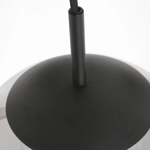 Glazen hanglamp Bollique, zwart, 3-lamps