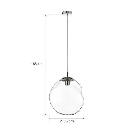 Glazen hanglamp Sol, Ø 35cm, zwart/helder