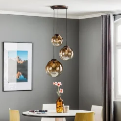 Glazen hanglamp Varus amber 3fl Ø 51 cm