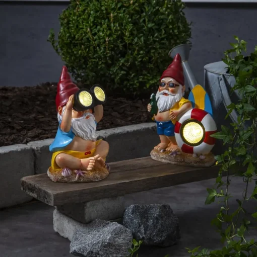 Gnomy LED lamp op zonne-energie, kleurrijk, kunststof, 22 cm, verrekijker