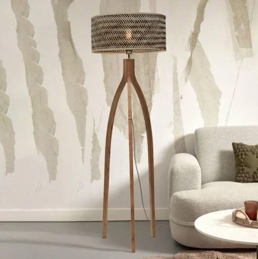 GOOD & MOJO Java vloerlamp driebeen naturel/zwart