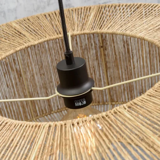 Good & Mojo vloerlamp Iguazu, naturel/zwart, Ø50cm, cilinder