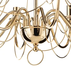 Gouden kroonluchter Retro, met acht lampen