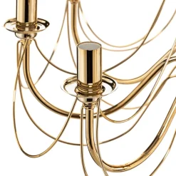 Gouden kroonluchter Retro, met acht lampen