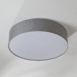 Grijze plafondlamp Pasteri met linnen kap 57 cm