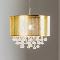 Hanglamp Amy met kunststof kristallen, goud
