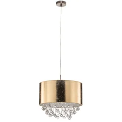 Hanglamp Amy met kunststof kristallen, goud