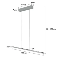 Hanglamp Bande, omhoog/omlaag, staal, 120 cm, CCT, dimmer
