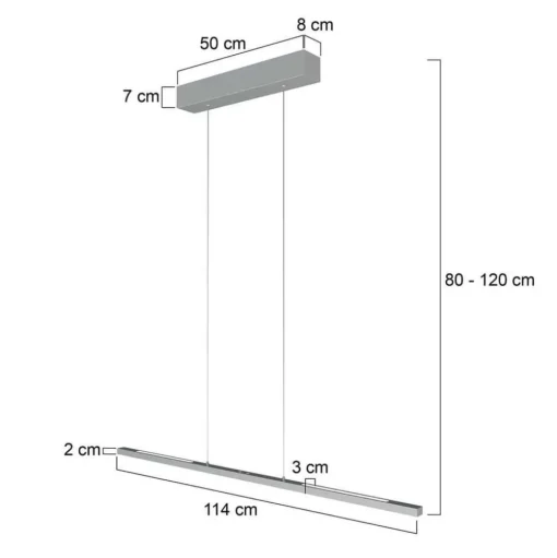 Hanglamp Bande, omhoog/omlaag, staal, 120 cm, CCT, dimmer