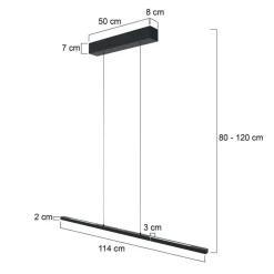 Hanglamp Bande, up/down, zwart, 120 cm, CCT, dimmer