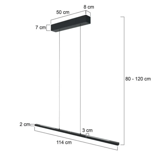 Hanglamp Bande, up/down, zwart, 120 cm, CCT, dimmer