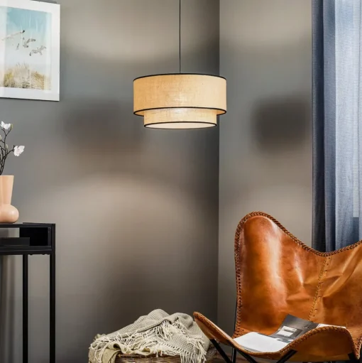 Hanglamp Boho jute & zwart Ø45cm 1-lamp