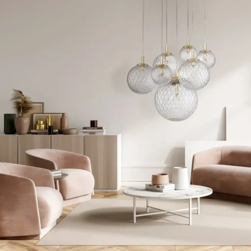 Hanglamp Cadix van glas, 7-lamps