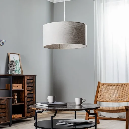 Hanglamp Canvas, linnen kap Ø 50 cm, rond