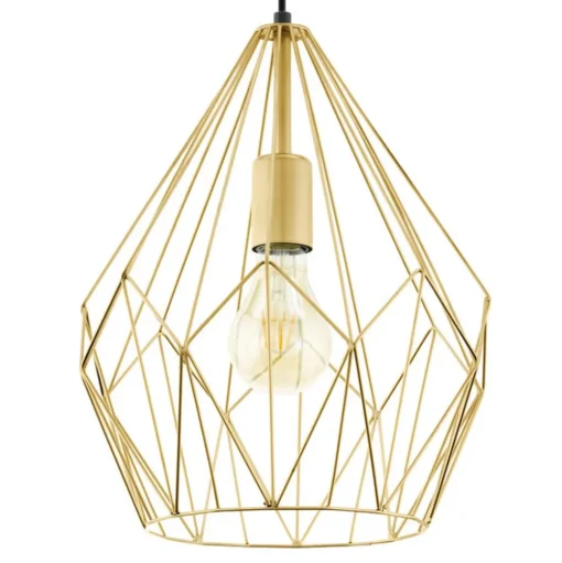 Hanglamp Carlton met kooikap, goud Ø 31cm