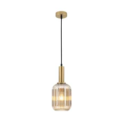 Hanglamp Carneval, antiek messing/amber, Ø 14 cm, glas