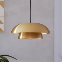 Hanglamp Cenciara in messing geborsteld