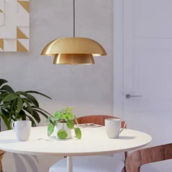 Hanglamp Cenciara in messing geborsteld