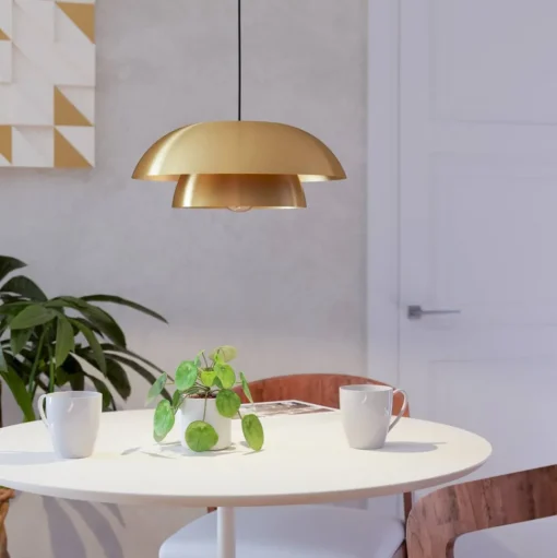 Hanglamp Cenciara in messing geborsteld