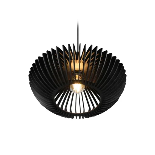 Hanglamp Colino van houtlamellen, zwart
