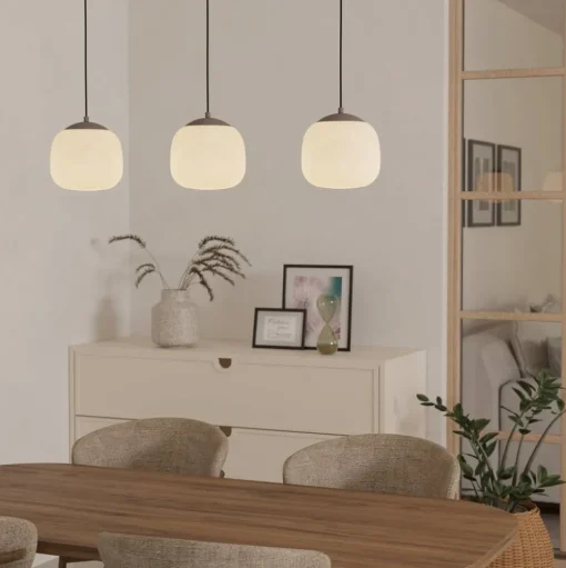 Hanglamp Cominio taupe/zand, 3-lamps